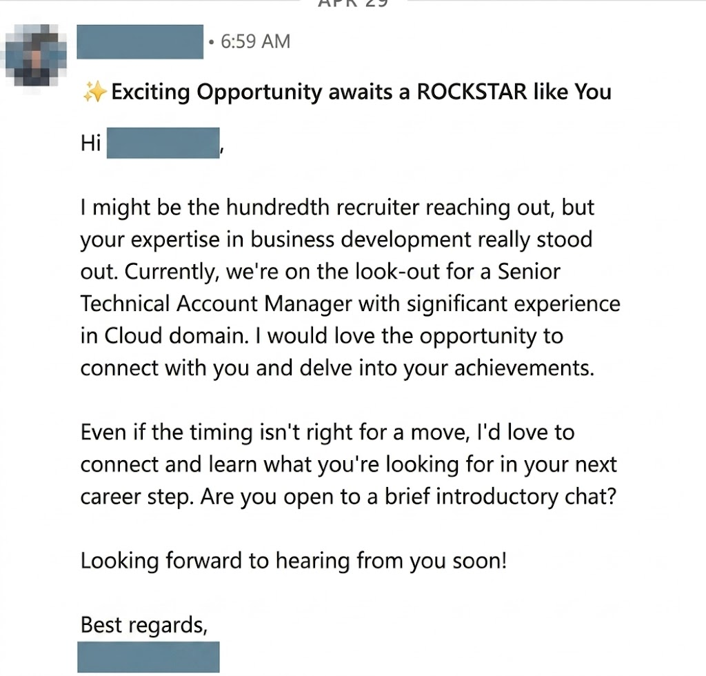 Mensagem anonimizada — Talent Partner | International Cloud Recruiter